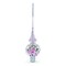 Pink Flowers Bouquet on Silver Glass Christmas Tree Topper 11 Inches